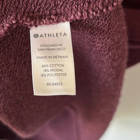 Athleta Embrace Sweater Dress Burgundy Belted Tie Waist Athleisure Short Sleeve - Picture 9 of 11